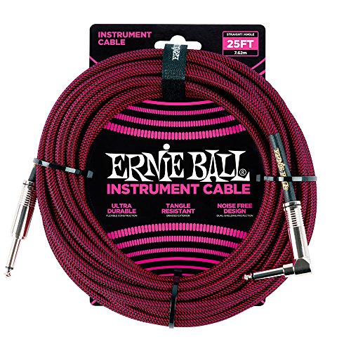 Ernie Ball Instrumentenkabel geflochten, gerade/gewinkelt, 7,62 m, Schwarz/Rot von Ernie Ball