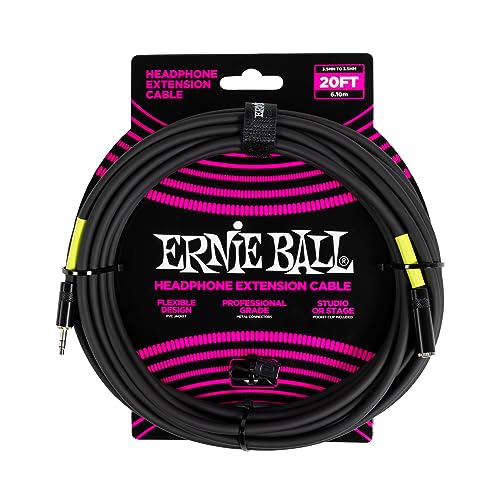 Ernie Ball Kopfhörer-Verlängerungskabel, 3,5 mm auf 3,5 mm, 6,1 m - Schwarz Ernie Ball Kopfhörer-Verlängerungskabel, 3,5 mm auf 3,5 mm, 6,1 m - Schwarz von Ernie Ball