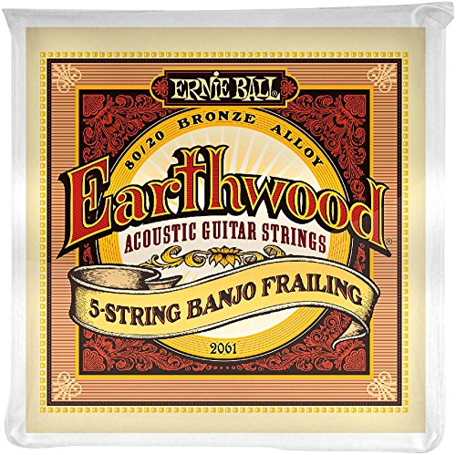 Ernie Ball Earthwood Banjosaiten, für 5-Saiter, Frailing-Schlaufen, 80/20-Bronze, Akustikgitarren-Saiten, Stärke 10–24 Ernie Ball Earthwood Banjosaiten, für 5-Saiter, Frailing-Schlaufen, 80/20-Bronze, Akustikgitarren-Saiten, Stärke 10–24 von Ernie Ball