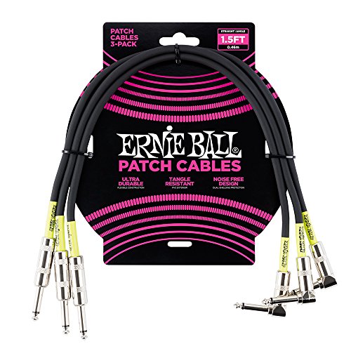 Ernie Ball Patchkabel gerade/gewinkelt, 46 cm, 3er-Pack, Schwarz von Ernie Ball