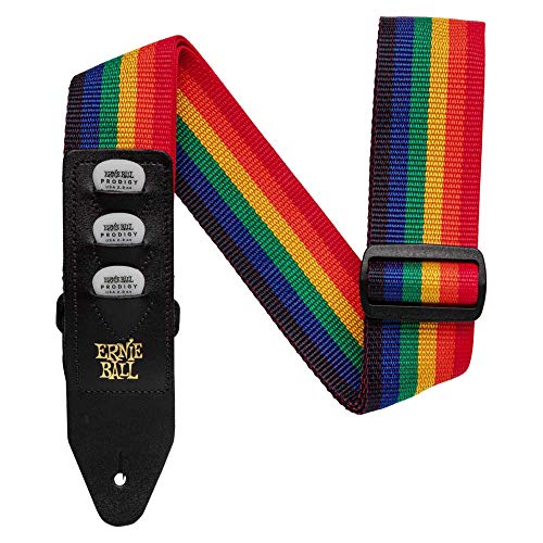 Ernie Ball Pickhalter-Gitarrengurt, aus Polypropylen, Regenbogen-Farben von Ernie Ball