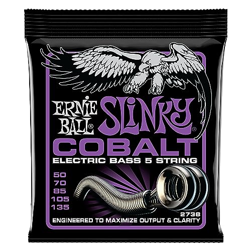 Ernie Ball Power Slinky Cobalt E-Bass-Saiten, für 5-Saiter, Stärke 50-135 von Ernie Ball