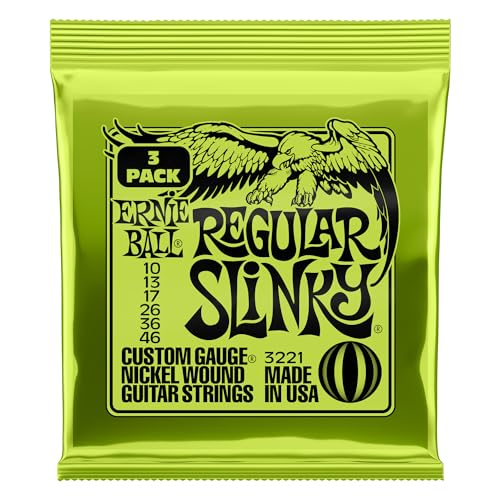 Ernie Ball Regular Slinky Nickel Wound E-Gitarrensaiten, 3er-Pack, Stärke 10-46 von Ernie Ball