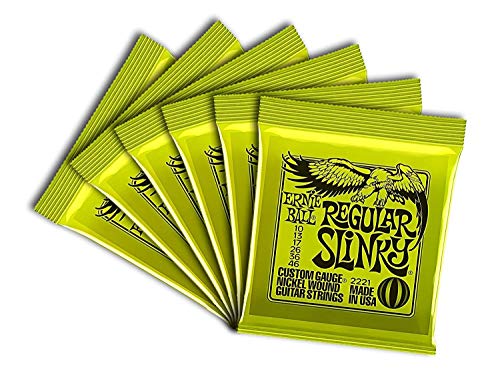 Ernie Ball Regular Slinky Nickel Wound E-Gitarrensaiten, 6er-Pack, Stärke 10-46 von Ernie Ball