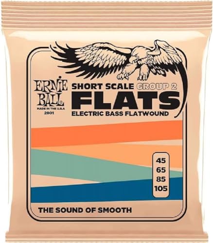 Ernie Ball Short Scale Flatwound Group 2 E-Bass-Saiten, Stärke 45-105 von Ernie Ball