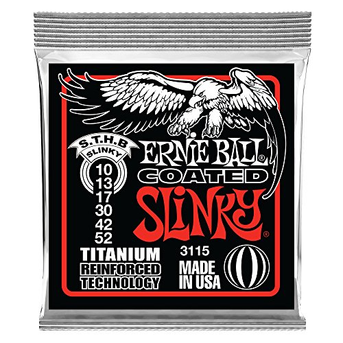 Ernie Ball Skinny Top/Heavy Bottom Slinky Coated Titanium RPS E-Gitarrensaiten, Stärke 10-52 von Ernie Ball