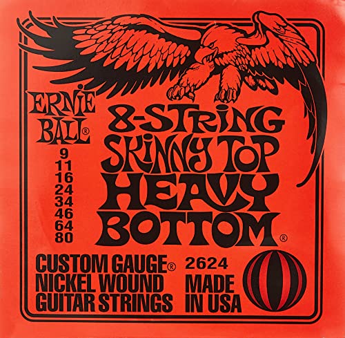 Ernie Ball Skinny Top Heavy Bottom Slinky 8-Saiter E-Gitarrensaiten, Stärke 9-80 von Ernie Ball