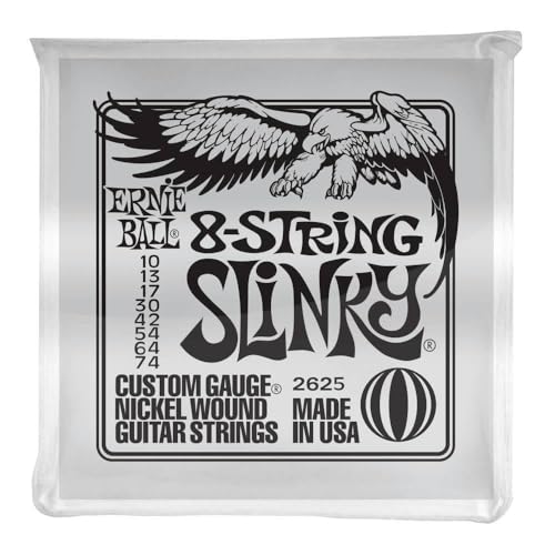 Ernie Ball Slinky 8-Saiter Nickel Wound E-Gitarrensaiten, Stärke 10-74 von Ernie Ball