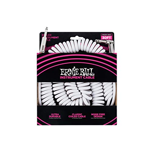 Ernie Ball Spiralkabel, gerade/gewinkelt, 9,14 m, Weiß von Ernie Ball