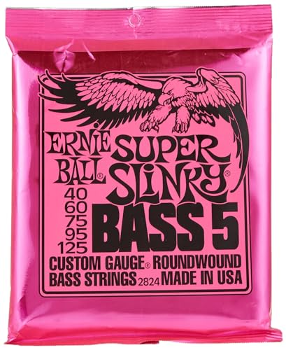 Ernie Ball Super Slinky 5-String Nickel Wound E-Gitarrensaiten, Stärke 40-125 von Ernie Ball