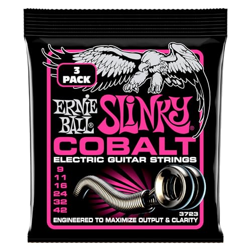 Ernie Ball Super Slinky Cobalt E-Gitarrensaiten, 3-er -Pack, Stärke 9-42 von Ernie Ball