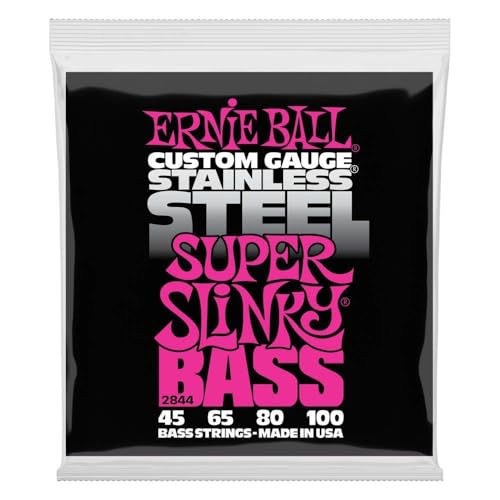 Ernie Ball Super Slinky Stainless Steel E-Bass-Saiten, Stärke 45-100 von Ernie Ball