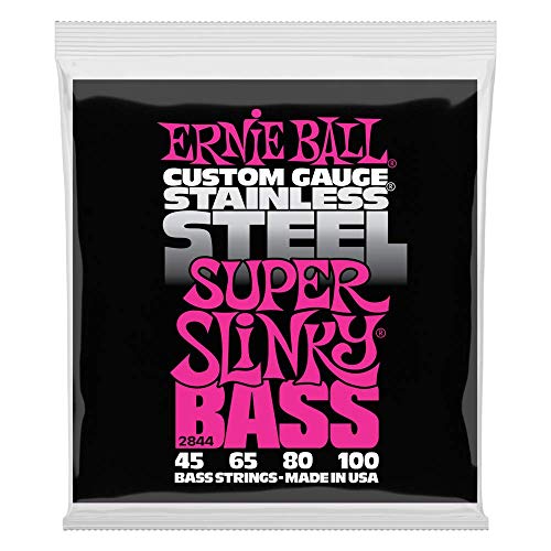 Ernie Ball Super Slinky Stainless Steel E-Bass-Saiten, Stärke 45-100 von Ernie Ball