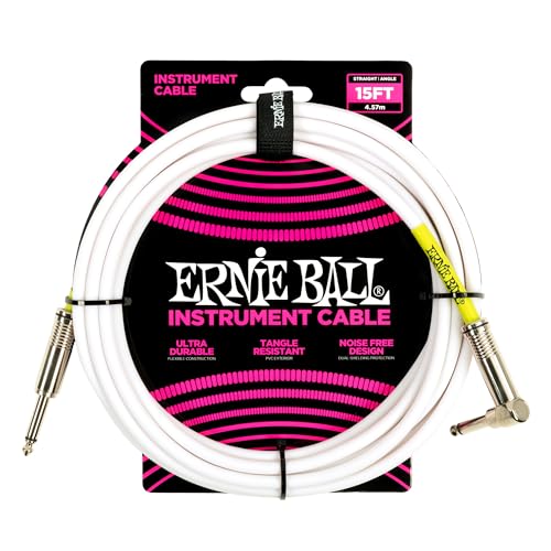Ernie Ball klassisches Instrumentenkabel gerade/gerade 4,57 m (15 ft) - Weiß von Ernie Ball