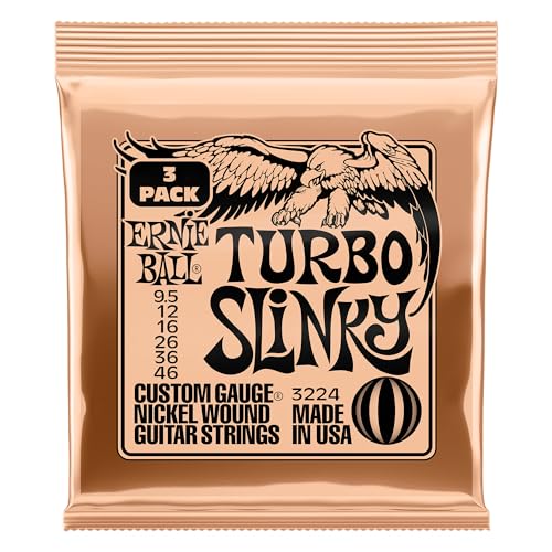 Ernie Ball Turbo Slinky Nickel Wound E-Gitarrensaiten, 3er-Pack, Stärke 9.5-46 von Ernie Ball