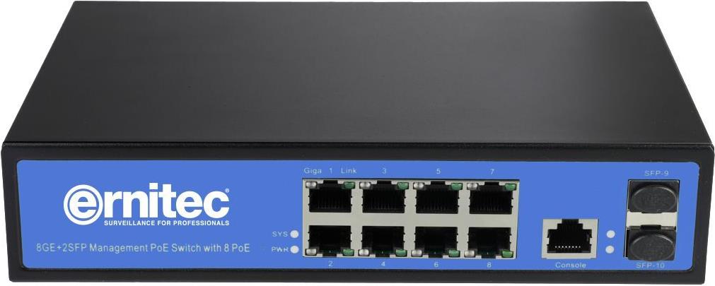 Ernitec 8 Ports Gigabit PoE Switch Managed Layer 2 8 - Switch - 1 Gbps - Power over Ethernet - Managed (ELECTRA-M08) von Ernitec