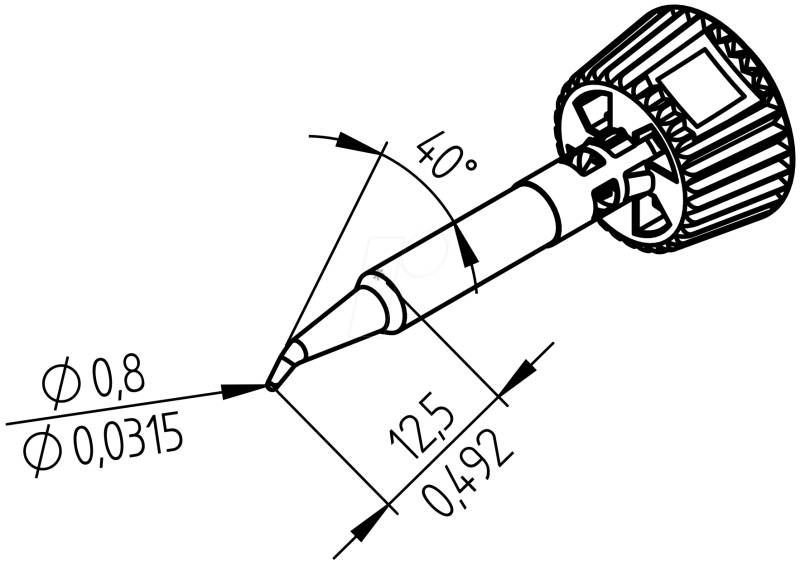 ERSA 0142SDLF08L - Ersadur Lötspitze, 0,8 mm gebogen, extended von Ersa