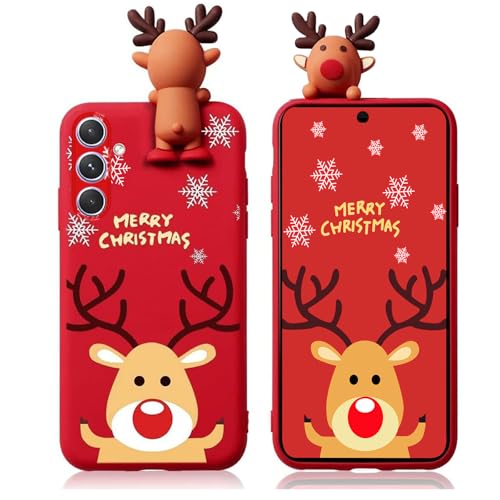 Esakycn Kompatibel mit Samsung Galaxy A55 Hülle, Weihnachten Schutzhülle 3D Rot Karikatur Silikon Motiv Handyhülle Ultradünn Stoßfest Christmas Case Kompatibel mit Samsung A55 6,6", Hirsch Esakycn Kompatibel mit Samsung Galaxy A55 Hülle, Weihnachten Schutzhülle 3D Rot Karikatur Silikon Motiv Handyhülle Ultradünn Stoßfest Christmas Case Kompatibel mit Samsung A55 6,6", Hirsch von Esakycn