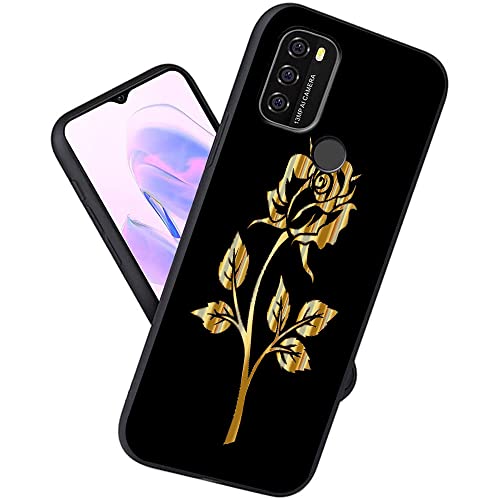 Esakycn für Blackview A70 / A70 Pro Hülle, Schutzhülle Schwarz Silikon Flora Blumen Muster TPU Motiv Design Handyhülle Ultradünn Stoßfest Blumenart Case Cover für Blackview A70 / A70 Pro 6,52", Rose von Esakycn