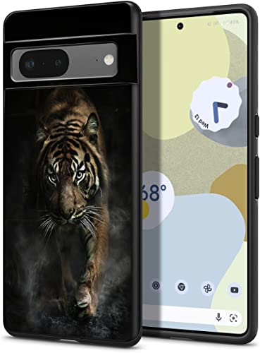 Esakycn für Google Pixel 7 5G Hülle, Schutzhülle Schwarz Silikon Flora Blumen Muster TPU Motiv Design Handyhülle Ultradünn Stoßfest Blumenart Case Cover für Google Pixel 7 5G 6,3", Tiger1 von Esakycn