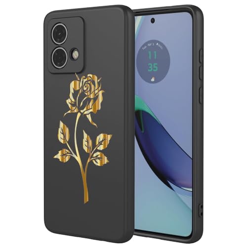 Esakycn für Motorola Moto G84 5G Hülle, Schutzhülle Schwarz Silikon Flora Blumen Muster TPU Motiv Design Handyhülle Ultradünn Stoßfest Blumenart Case Cover für Motorola Moto G84 5G 6,55", Rose von Esakycn
