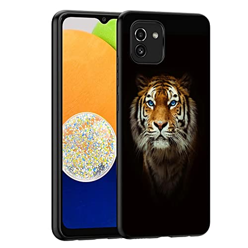 Esakycn für Samsung Galaxy A03 Hülle, Schutzhülle Schwarz Silikon Flora Blumen Muster TPU Motiv Design Handyhülle Ultradünn Stoßfest Blumenart Case Cover für Samsung Galaxy A03 6,5", Tiger1 von Esakycn