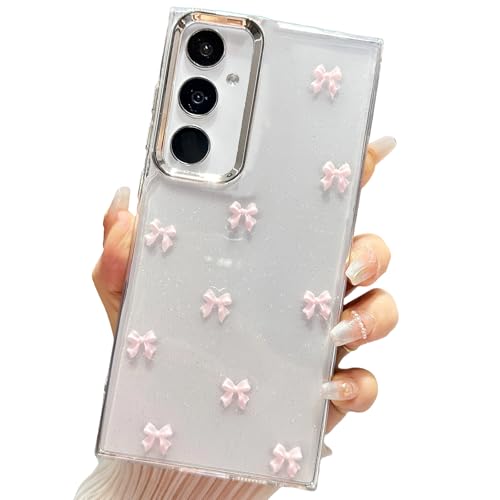 Esakycn für Samsung Galaxy A36 / A56 5G Glitzer Transparent Hülle, Glitter Schutzhülle Weich Silikon Bogen Aesthetic Design Motiv Frauen Mädchen Stoßfest Handyhülle Cover für Samsung A36 6,7", Rosa von Esakycn