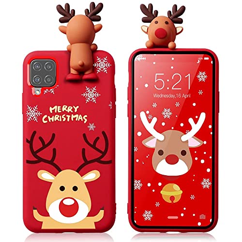 Esakycn für Samsung Galaxy A52 / A52S 5G Hülle, Weihnachten Schutzhülle 3D Rot Karikatur Silikon Motiv Handyhülle Ultradünn Stoßfest Christmas Case für Samsung A52 / A52S 5G 6,5", Hirsch von Esakycn