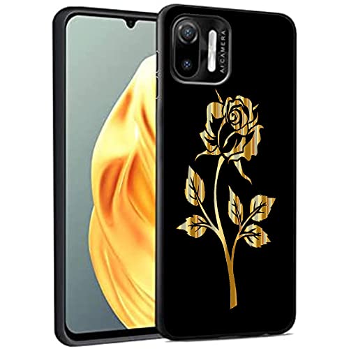 Esakycn für Ulefone Note 6 / Note 6P Hülle, Schutzhülle Schwarz Silikon Flora Blumen Muster TPU Motiv Design Handyhülle Ultradünn Stoßfest Blumenart Case Cover für Ulefone Note 6 6,1", Rose von Esakycn