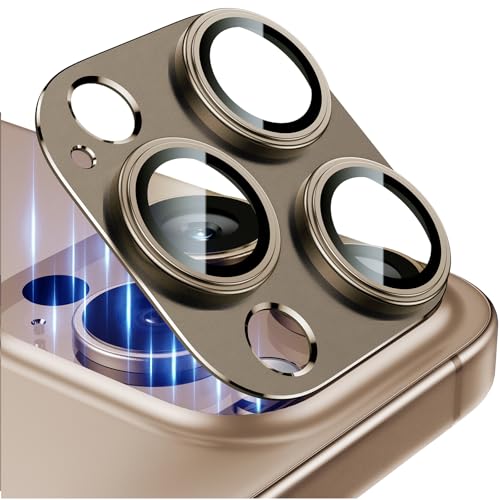 Esanik (2 Stück Kameraschutz für iPhone 16 Pro/iPhone 16 Pro Max Kamera Schutz, Aluminiumlegierung Linsenschutz Camera Screen Protector, Desert Titanium von Esanik