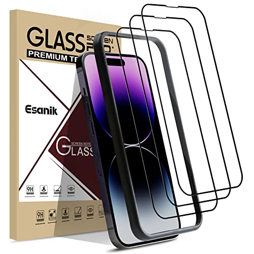 Esanik (3 Stück für iPhone 14 pro Panzer Schutz glas 6,1" Schutzfolie HD-Klar, 9H Härte Full Cover Hartglas panzerfolie mit Montagerahmen Esanik (3 Stück für iPhone 14 pro Panzer Schutz glas 6,1" Schutzfolie HD-Klar, 9H Härte Full Cover Hartglas panzerfolie mit Montagerahmen von Esanik