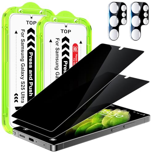 Esanik Sichtschutz für Samsung Galaxy S25 Ultra 6,8" (2+2 Stück), 2x PET S25 Ultra Sichtschutzfolie + 2x Kameraschutz, 7H Anti-Spy Privacy Screen Protector von Esanik