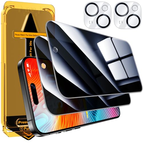 Esanik Sichtschutz für iPhone 15 (2+2 Stück), 2x Sichtschutzfolie + 2x Kameraschutz, 9H Härte Anti-Spy Privacy Panzer Schutz Glas Folie, 6,1 Zoll Esanik Sichtschutz für iPhone 15 (2+2 Stück), 2x Sichtschutzfolie + 2x Kameraschutz, 9H Härte Anti-Spy Privacy Panzer Schutz Glas Folie, 6,1 Zoll von Esanik