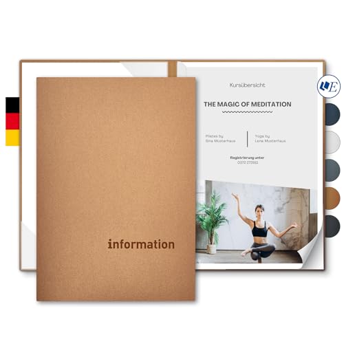 Informationsmappe A4 Metallic-Effekt - Esclusiva® Classic-plus - mit Prägung ‚information‘ - für Gäste oder Mitarbeiter - hochwertige Informations-Präsentation aus Karton (Kupfer, 8 Stück) von Esclusiva