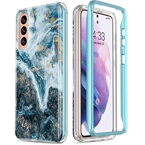 ESDOT Schutzhülle für Samsung Galaxy S21 mit integriertem Displayschutz, Militärqualität, Schutzhülle für Galaxy S21 15.7 cm (6.2 Zoll), Opal Marmor Teal von Esdot
