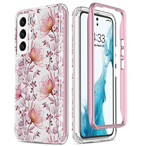 Esdot Schutzhülle für Samsung Galaxy S22 Plus, robuste Hülle mit modischen Designs für Frauen und Mädchen, schützende Handyhülle für Galaxy S22+ Plus 16.8 cm (6.6 Zoll) hellrosa Blumen von Esdot