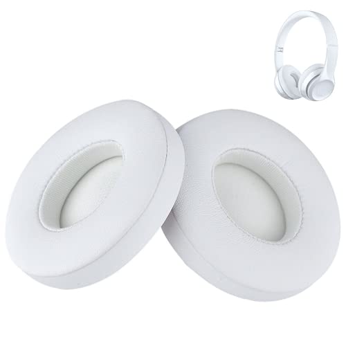 Solo 3 Ohrpolster Ersatz Solo 2 Ohrpolster Kissen Zubehör Kompatibel mit Beats by Dre Solo3/Solo2 Wireless (Modell A1796/B0534) Kopfhörer, Aus Protein Leder Memory Foam (Weiß) von Esen