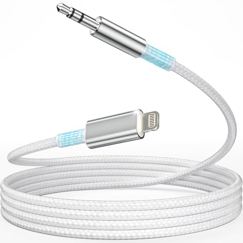 Esiposs Aux Kabel Auto für i Phone 1,2M [MFi Zertifiziert] 3,5 mm Aux Auf Lightning Kabel HiFi Audio Cable Kompatibel mit i phone 14/13/12/11/X/8/7/i-OS für Auto/Kopfhörer/Lautsprecher, Silber von Esiposs