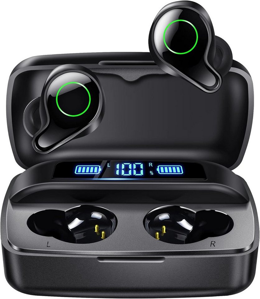 Esiposs Kabellos, Bluetooth 5.0 mit Mikrofon 156H Spielzeit mit USB-C LCD In-Ear-Kopfhörer (Bluetooth 5.3 für eine stabile Verbindung und kristallklare Anrufe, Stereo Sound IPX7 Wasserdicht Ohrhöre for iPhone Samsung Android) von Esiposs