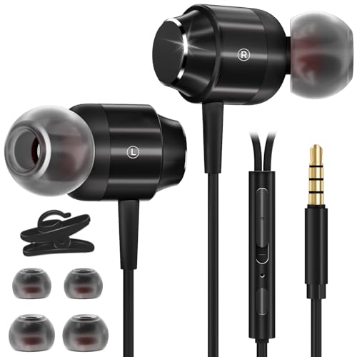 Esiposs Kopfhörer mit Kabel, Ear Kopfhörer Kabel mit Mikrofon 3.5mm Kabelkopfhörer Earphones Wired Kopfhörer Aux Ohrhörer mit Kabel für Phone Samsung Android Smartphone Laptop MP3, Schwarz von Esiposs