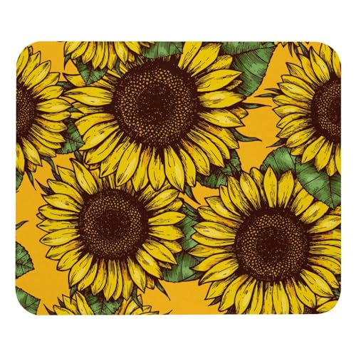Eslifey Bequemes Mauspad, Gelb, Blumenmuster, Sonnenblumenmuster, Desktop-Mauspad, 21 x 25 cm, rutschfeste Gummiunterseite, verbessert Geschwindigkeit und Präzision von Eslifey