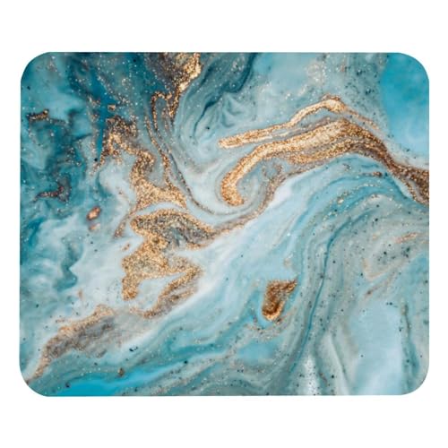 Eslifey Bequemes Mauspad, goldener Türkis-Marmor, Desktop-Mauspad, 21 x 25 cm, rutschfeste Gummiunterseite, verbessert Geschwindigkeit und Präzision von Eslifey