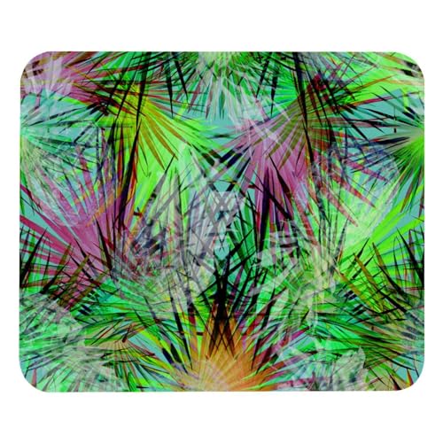 Eslifey Bequemes Mauspad, tropische Palmenblätter, neonfarben, Schreibtisch-Mauspad, 21 x 25 cm, rutschfeste Gummiunterseite, verbessert Geschwindigkeit und Präzision von Eslifey