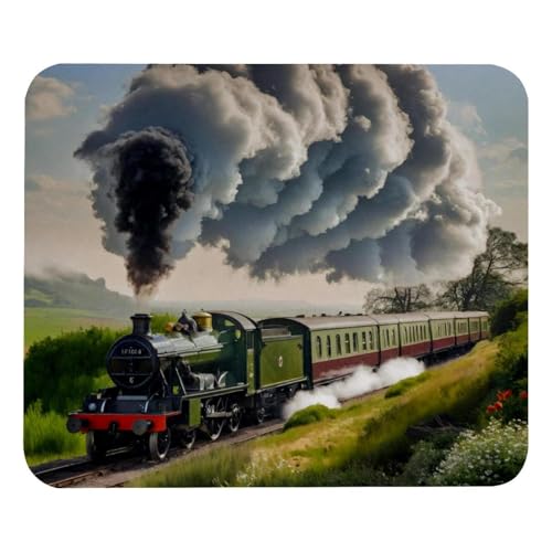 Eslifey Bequemes Mauspad Dampfzug Eisenbahn Desktop Mousepad, 21 x 25 cm Mauspad, rutschfeste Gummiunterseite, verbessert Geschwindigkeit und Präzision von Eslifey