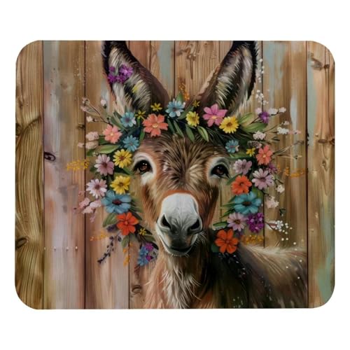 Eslifey Bequemes Mauspad Esel mit Kranz Desktop Mousepad, 21 x 25 cm Mauspad, rutschfeste Gummiunterseite, verbessert Geschwindigkeit und Präzision von Eslifey