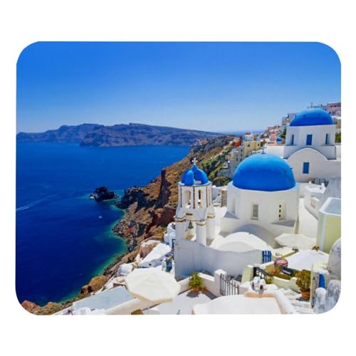 Eslifey Bequemes Mauspad Griechenland Santorini Desktop Mousepad, 21 x 25 cm Mauspad, rutschfeste Gummiunterseite, verbessert Geschwindigkeit und Präzision, sbdE010 von Eslifey