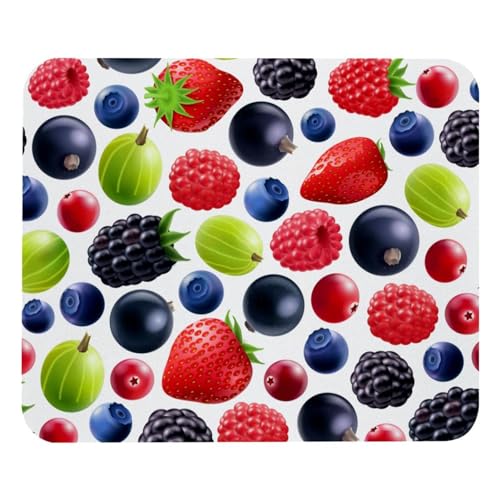 Eslifey Bequemes Mauspad Obst Erdbeere Blaubeere Desktop Mousepad, 21 x 25 cm Mauspad, rutschfeste Gummiunterseite, verbessert Geschwindigkeit und Präzision von Eslifey
