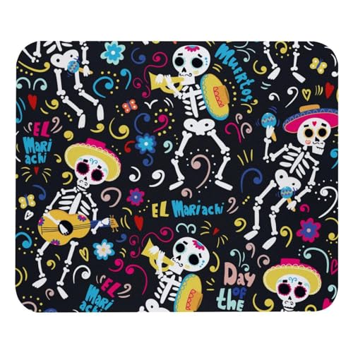 Eslifey Bequemes Mauspad Tag der Toten Skelette Desktop Mousepad, 21 x 25 cm Mauspad, rutschfeste Gummiunterseite, verbessert Geschwindigkeit und Präzision von Eslifey