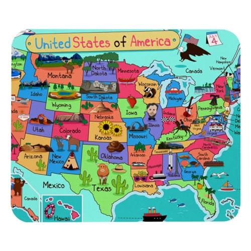 Eslifey Bequemes Mauspad USA Karte Desktop Mousepad, 21 x 25 cm Mauspad, rutschfeste Gummiunterseite, verbessert Geschwindigkeit und Präzision von Eslifey