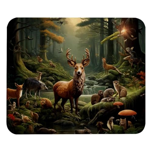 Eslifey Bequemes Mauspad Waldtiere Hirsch Desktop Mousepad, 21 x 25 cm Mauspad, rutschfeste Gummiunterseite, verbessert Geschwindigkeit und Präzision von Eslifey